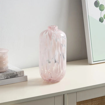 10 Inches Blush Pink Painted Narrow Neck Glass Vase
