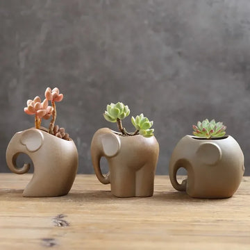 Animal-fired Succulent Flowerpots Personalized Desktop Succulent Green Plants Ceramic Small Pots Coarse Pottery Breathable