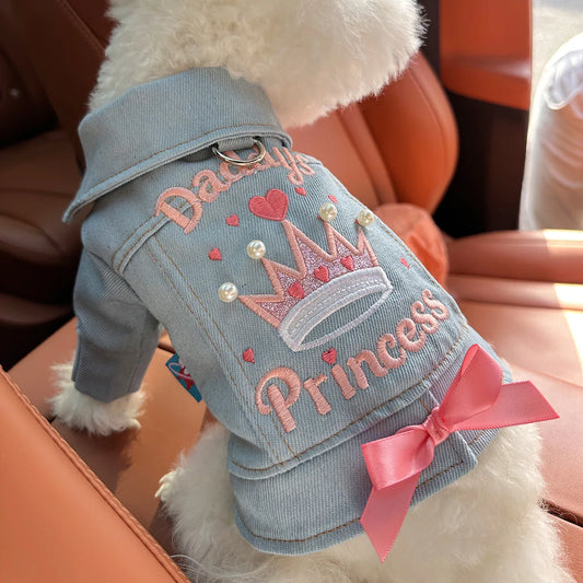 Pet Dog Cat Clothes - Cute Princess Denim Jacket, Puppy Kitten Adorable Fashion Outfi