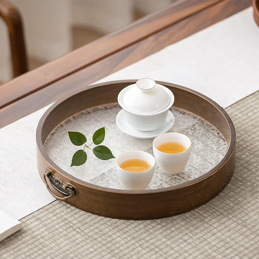 Hemu Haitang-Acrylic bamboo tea tray, fruit pastry handle, minimalist, home, hotel, kitchen, creative, flower