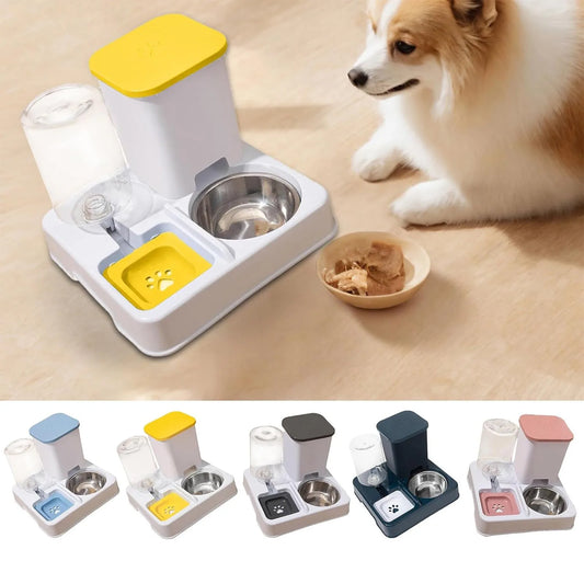 Automatic Cat Feeder and Water 2 In 1 Non-Slip Pet Bowl Portable Automatic Feeders Pet Food and Water Dispenser for Cat Dog bowl