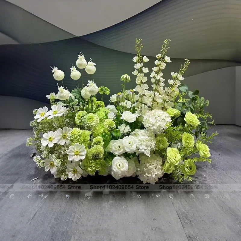 Customized Artificial Flower Row Outdoor Wedding Party Decoration Flower Arrangement Road Guide Floor Flower Arrangement Props