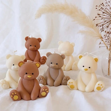 3D Sitting Brown Bear Scented Candle Handmade Cute Soy Wax Animal Aroma Candle Home Decor Unique Birthday Gift Party Ornaments