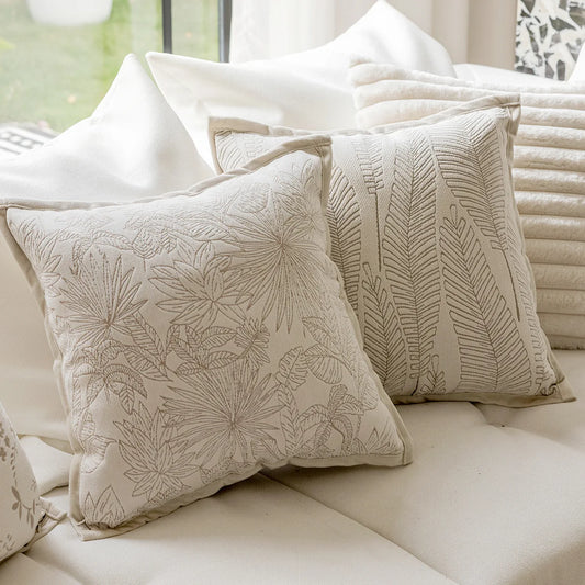 Simple Beige Throw Pillow Cover Cojines Decorativos Para Sofa Decoration Pillows Headboard Cushion Covers 45X45Bed Pillow Plush