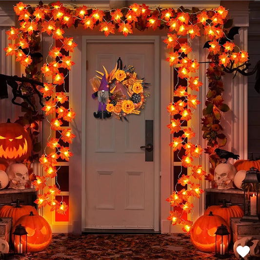 2/3M Maple Leaf LED Lights String Lantern Garland Halloween Christmas Thanksgiving Day Home Party Decoration Festive Supplies