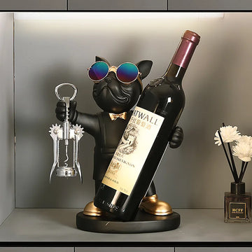 Home Decor French Bulldog Wine Rack Decoration Wine Holder Dog Butler Bottle Seat Design Statue Table Resin Decoration Sculpture