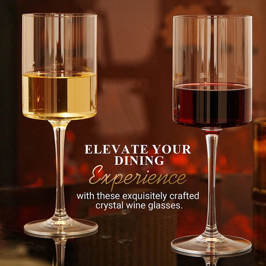 MICHLEY 15.5 oz Square Crystal Wine Glasses Large Long Stem Glassware Red White Glasses Drinkware Gifts for Wedding Birthday