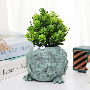 Funny Frog Planter Resin Cartoon Frog Flower Container Small Frog Planter Ornament for Home Decoration
