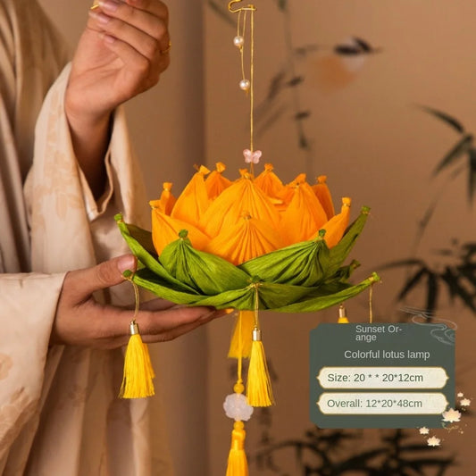 Creative Gift Home Decorative Lights Mid-Autumn Festival DIY Material Package Lotus Lantern Lantern Shaped Like a Lotus Flower