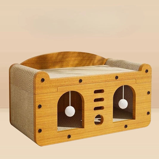 Cat Bed Pet Scratching Board Pet Bed with Scratch Pads Corrugated Cat Cardboard Box Cat Dog Sleeping Nest Cave for Small Dogs