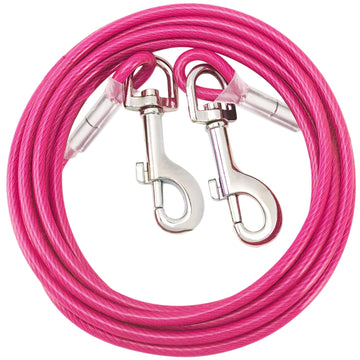 Dog Tie Out Cable Leash, Double Durable Steel, Welded Clamp, Lead, Small, Medium, Large Dogs, Outdoor Leash Belt