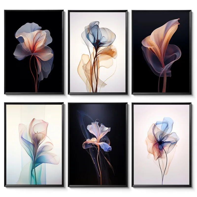 Abstract Floral Canvas Wall Art Ethereal Modern Minimalist Flower Print Nordic Style Home Decor for Living Room Bedroom Office