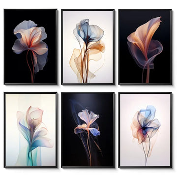 Abstract Floral Canvas Wall Art Ethereal Modern Minimalist Flower Print Nordic Style Home Decor for Living Room Bedroom Office