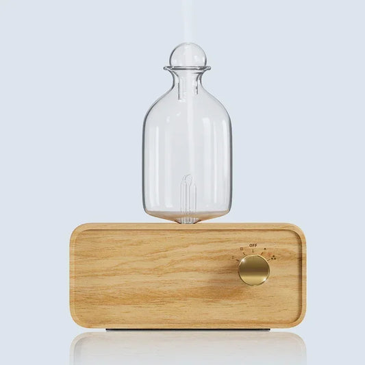 Glass Essential Oil Diffuser Wood Grain Base Air Aroma Diffuser 2600mAh Professional Machine Nebulizer For Home Office Room