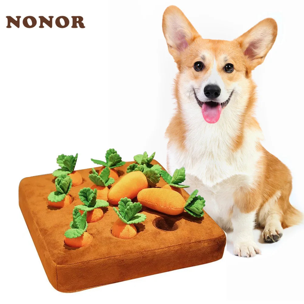 NONOR Dog Puzzle Toy Carrot Plush Chew Toy Sniff Pets Hide Food Toys Improve Eating Habits Durable Chew Cat Dogs Accessories