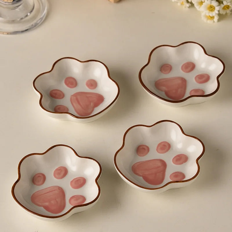 Cat Claw Flavor Dish Cute Ins Cartoon Creative Dish Home Seasoning Ceramic Small Dish Desktop Atmosphere Decorative Dish