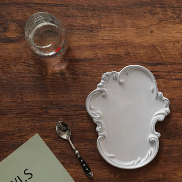 Vintage lace handmade ceramic tray, dining plate, creative bathroom, bedroom jewelry, aromatherapy tray, jewelry dish