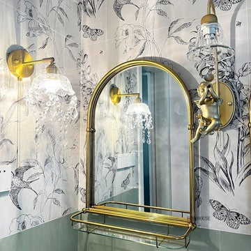 Wall-mounted Bathroom Mirrors Nordic Home Decor Stainless Steel Vanity Mirror with Light Simple Arch-shaped Decorative Mirrors