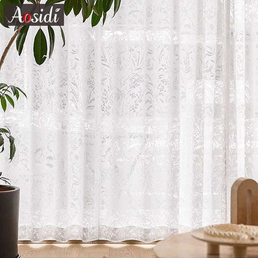 2025 Lace Sheer Voile Curtains for Living Room Tulle Curtain for Kitchen Rideaux Voilage Home Screen Divider Decoration Wedding