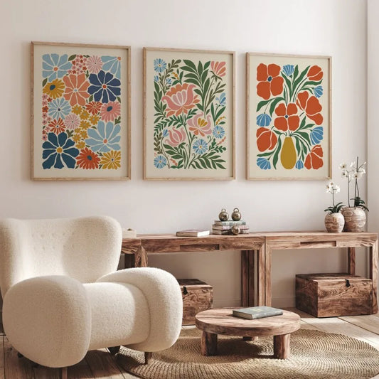 Vintage Boho Flower Art Poster Botanical Wall Art Print Picture Abstract Canvas Painting for Living Room Home Decoration