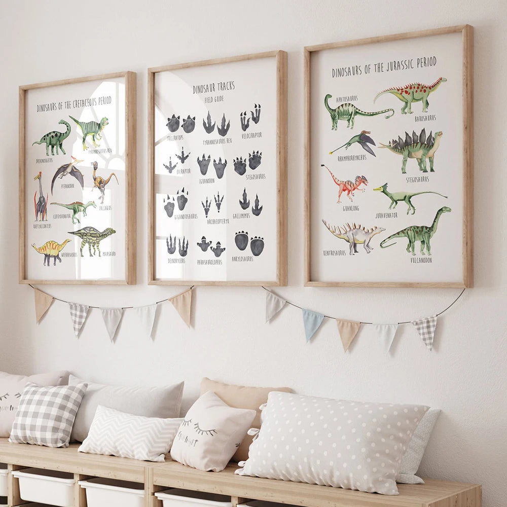 Modern Abstract  Animal Atlas Prints Dinosaur Illustration Canvas Painting Poster For Living Room Play Room Kids Room Home Decor