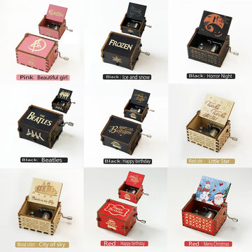 Wooden music box ornaments, classical carvings, hand cranked music boxes, Christmas crafts, gifts, gifts