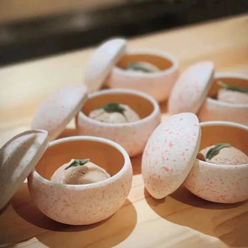 Creative Mini Ice Cream Cup with Lid High Beauty Caviar Bowl Snack Dish Japanese Style Ceramic Home Dessert Shop Tableware