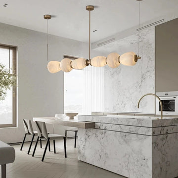 Spain Natural Marble Chandelier Long Creative Stone Chandelier Luxury Lamps Lamparas De Teto Dining Table Bar Luminaire
