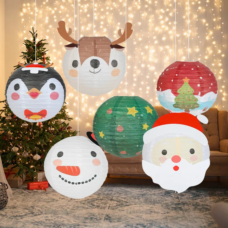 Christmas Paper Lantern Santa Claus Snowman Xmas Tree DIY Hanging Lantern Ornament New Year Christmas Party Home Decor Navidad