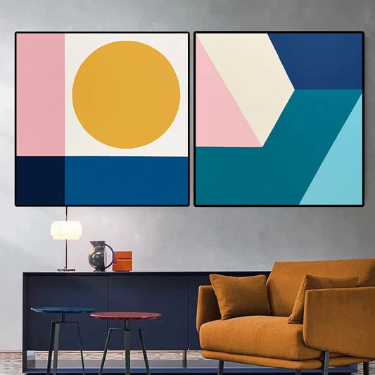 Abstract Texture Wall Art Colorful Geometric Canvas Painting Modern Bright Poster Print For Office Bedroom Living Room Decor