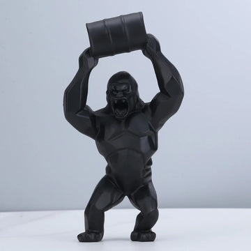 YuryFvna 20/27cm Creative Resin Sculpture Gorilla Decoration Lift The Bucket Gorilla Figurine Statue Living Room Cabinet Decor