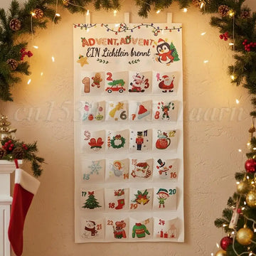 Fabric Christmas Advent Calendar 2025 with 24 Pockets Christmas Hanging Countdown Calendars To Fill Christmas Countdown Calendar