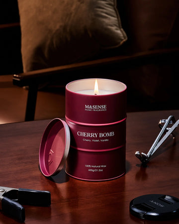 M&SENSE Large Cherry Bomb Scented Candles, Natural Soy Wax, Candles Gifts for Women, 21.2 oz 120 Hours Burn