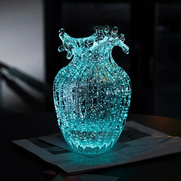 Dreamy Fluorescent Vase Exquisite and Unique Luminous Glacier Vase Shines in the Dark Transparent Mushroom Vase Home Decoration