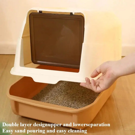 Jumbo Hooded Cat Litter Pan, Warm Privacy and Easy Access for Cleaning - Ideal for Larger Cat Breeds or Multiple Cat Households