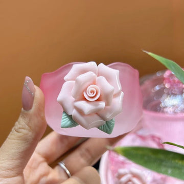 35ml Pink Glass Teacup Hand-kneaded Glacier Thickened Heat-resistant Tabletop Decoration Tea Drinker Cup