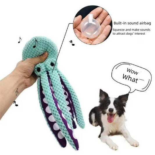 Dog Interactive Octopus Chew Toy, Squeaky Dog Toy, Suitable for Hide and Seek and Puppy Teething, Perfect for Puppies