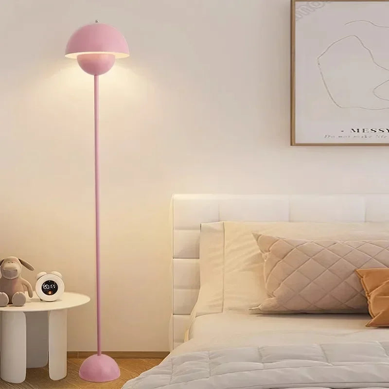 Nordic Modern Mushroom LED Floor Lamp Living Room Sofa Decoration Retro Style Light Luxury Bedroom Bedside Flower Bud Floor Lamp