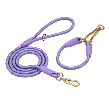Pet P-Chain Nylon Dog Collar Dog Leash Set Stainless Steel Chain Pull-resistant Decorative Explosion-proof Walking
