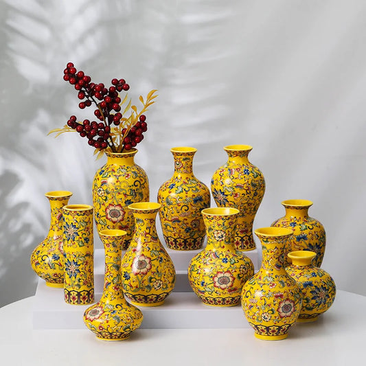 Blue and White Porcelain Art Chinese Style Enamel Colored Ceramic Vases Office Crafts Creative and Minimalist Home Decorations