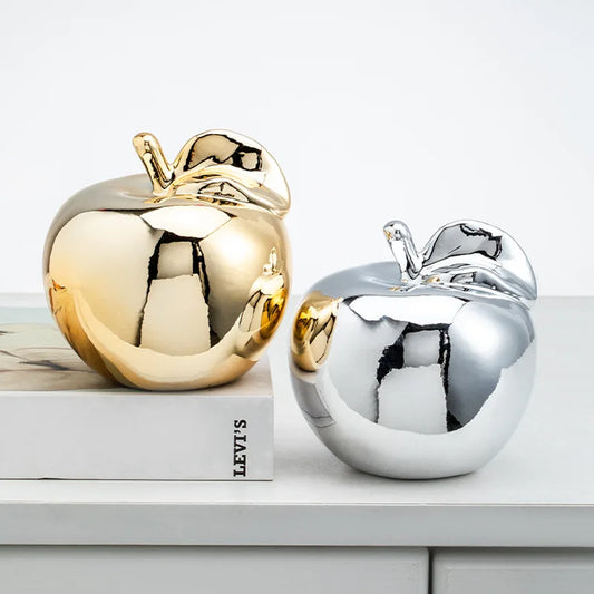 European Style Ceramic Apple Decor – Modern Minimalist Home Ornament for Living Room/Study