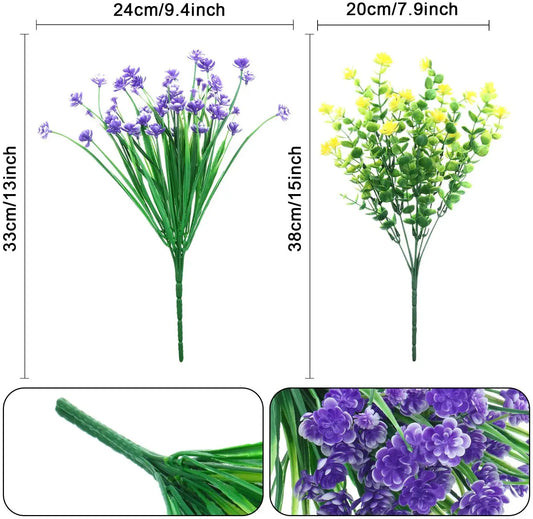 5PCS Artificial Flowers for Outdoor Decoration Spring Summer Decoration UV Resistant Plastic Greenery Shrubs Home Garden Decor
