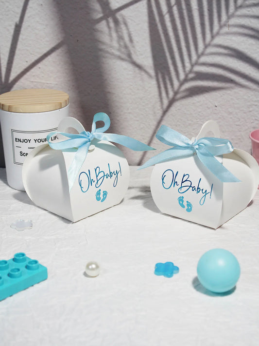 10/20pcs Oh Baby Girl And Boy Paper Gift Box Party Baby Shower Candy Box Baby Feeding Bottle Birthday Party Decorations Kids