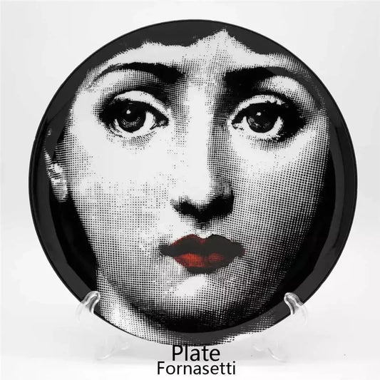 Fashion Lady Face Milan Style Art Ceramic Wall Hanging Plates Living Room Bar Banquet Hotel Studio Hall Decorations Wedding Gift