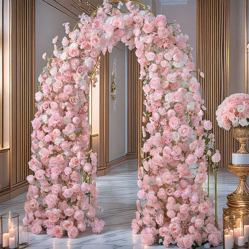 New 210- 230CM Artificial Pink Oxhorn Floral Arrangement Ideal for Wedding Archways Engagement Venues Perfect for Decorating