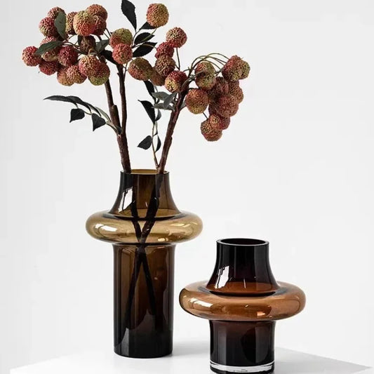 Flowers Ancient Vase High-end Artistic Glass Vase Ornaments Living Room Water-raising Flowers Dried Flowers Flower Arrangement