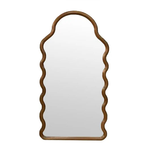 30"x1.5"x55" Arch Wood Mirror with Unique Frame Design