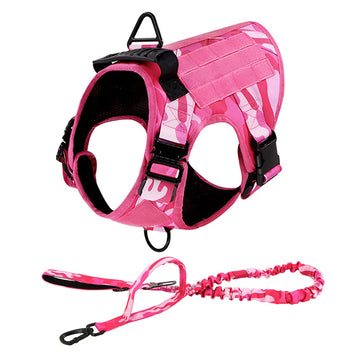 Pink Military Dog Harness And Leash Set Adjustable Pet Tactical Training Vest German Shepherd Malinois For Medium Large Dogs