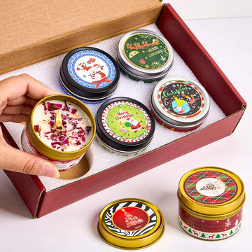 Christmas Atmosphere Aromath Set Gift DIY Smokeless Plant Based Soy Wax Tin Box Home Bedroom Xmas Party Scented Candles Decor