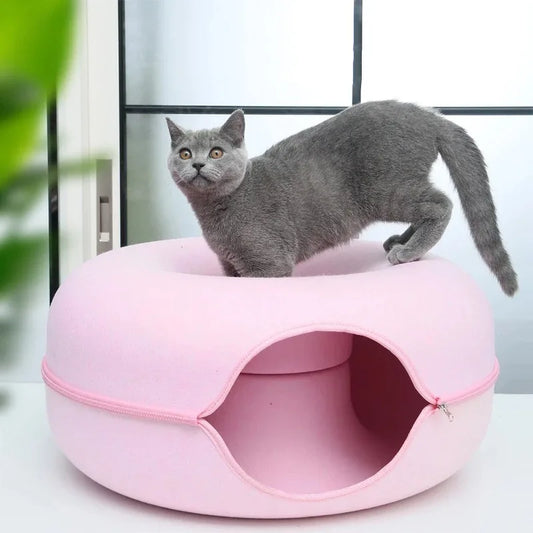 Doughnut-shaped pet cat toy, pet interaction tunnel, indoor toy, cat bed, pet supplies